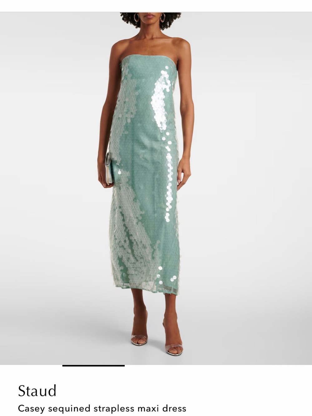 New STAUD Casey dress Sequin in Mint green 6